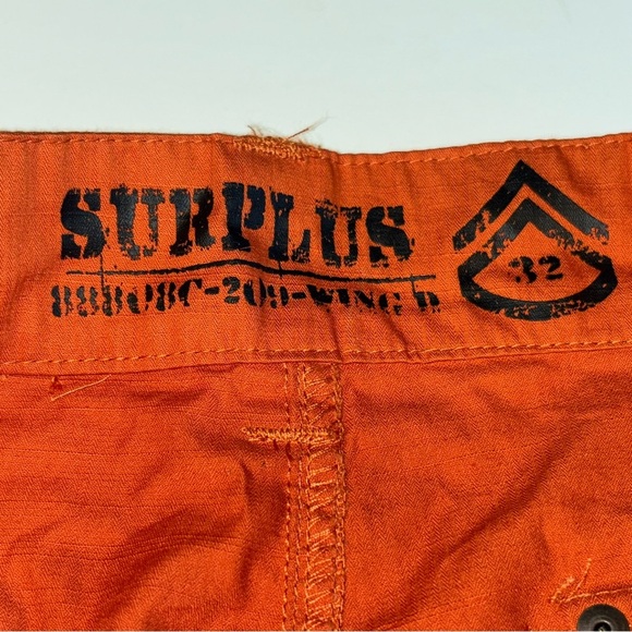 2/$30 SURPLUS Men's Orange Cargo Shorts Size 32 - Picture 3 of 10